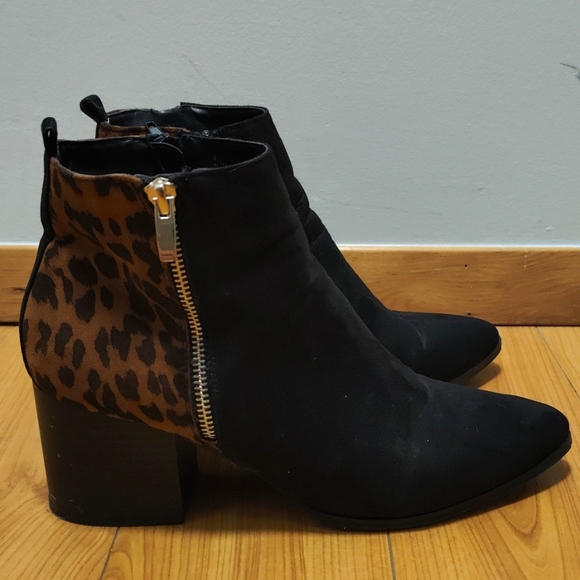 Black/leopard print ankle boots - Picture 1 of 3